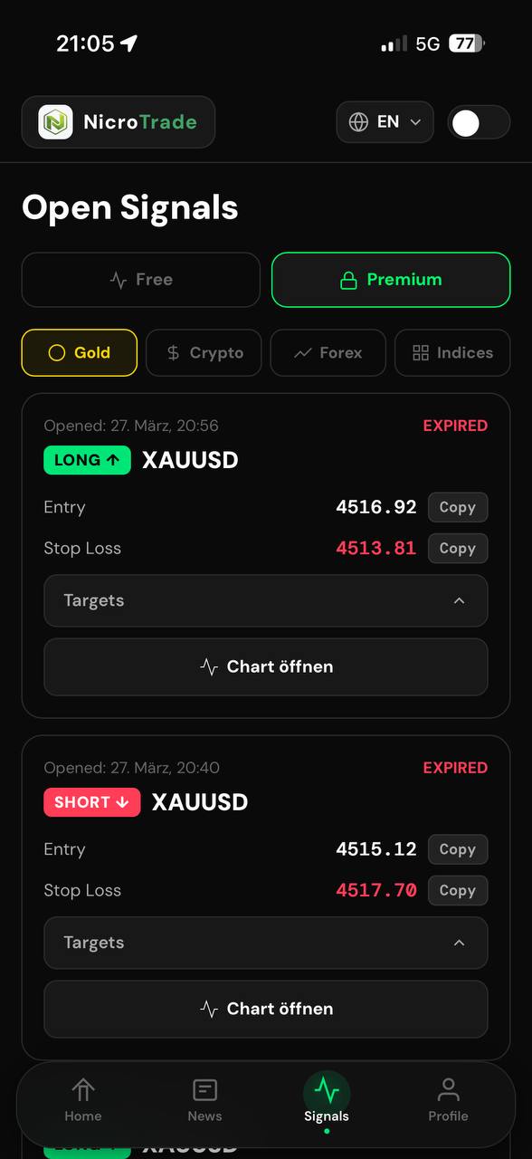Signals screen preview